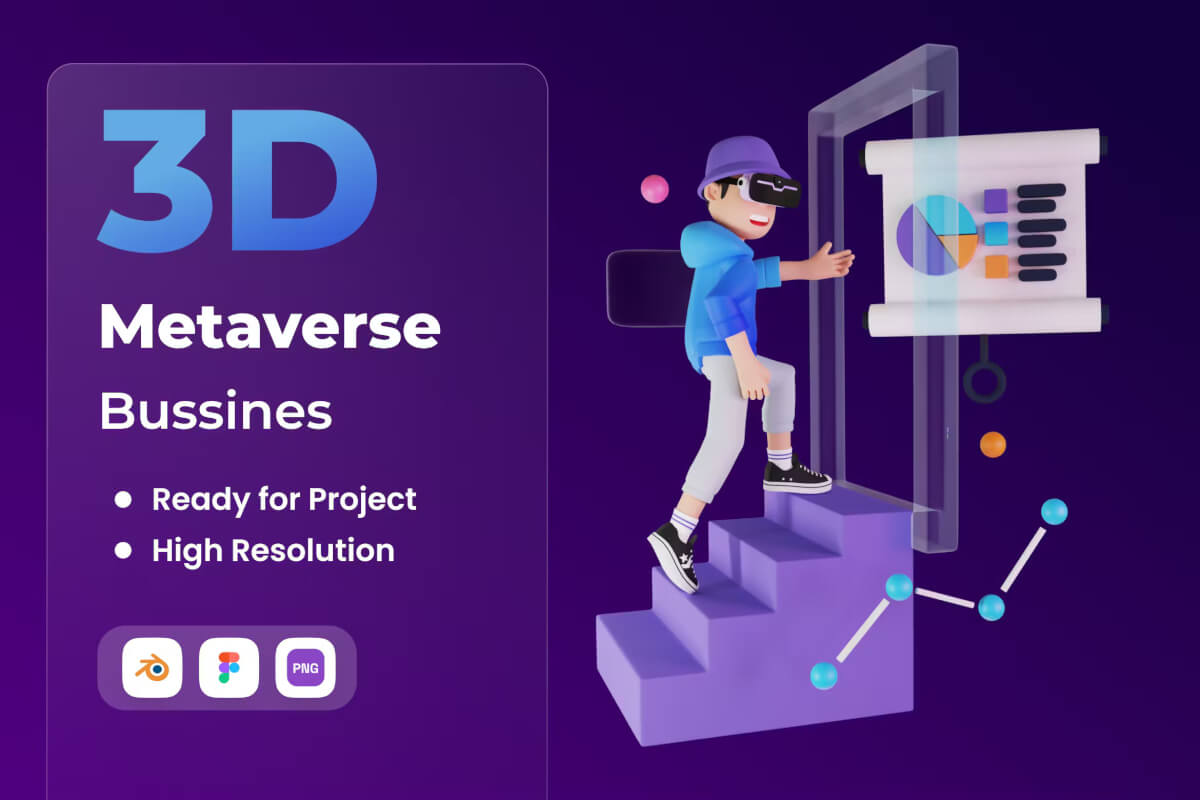 Metaverse 3D 插图