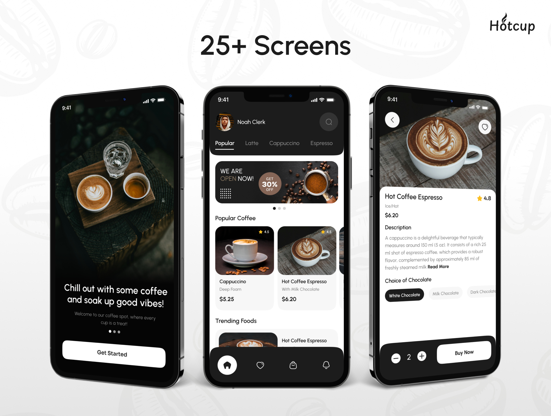 Hotcup - 咖啡店移动应用 UI 套件