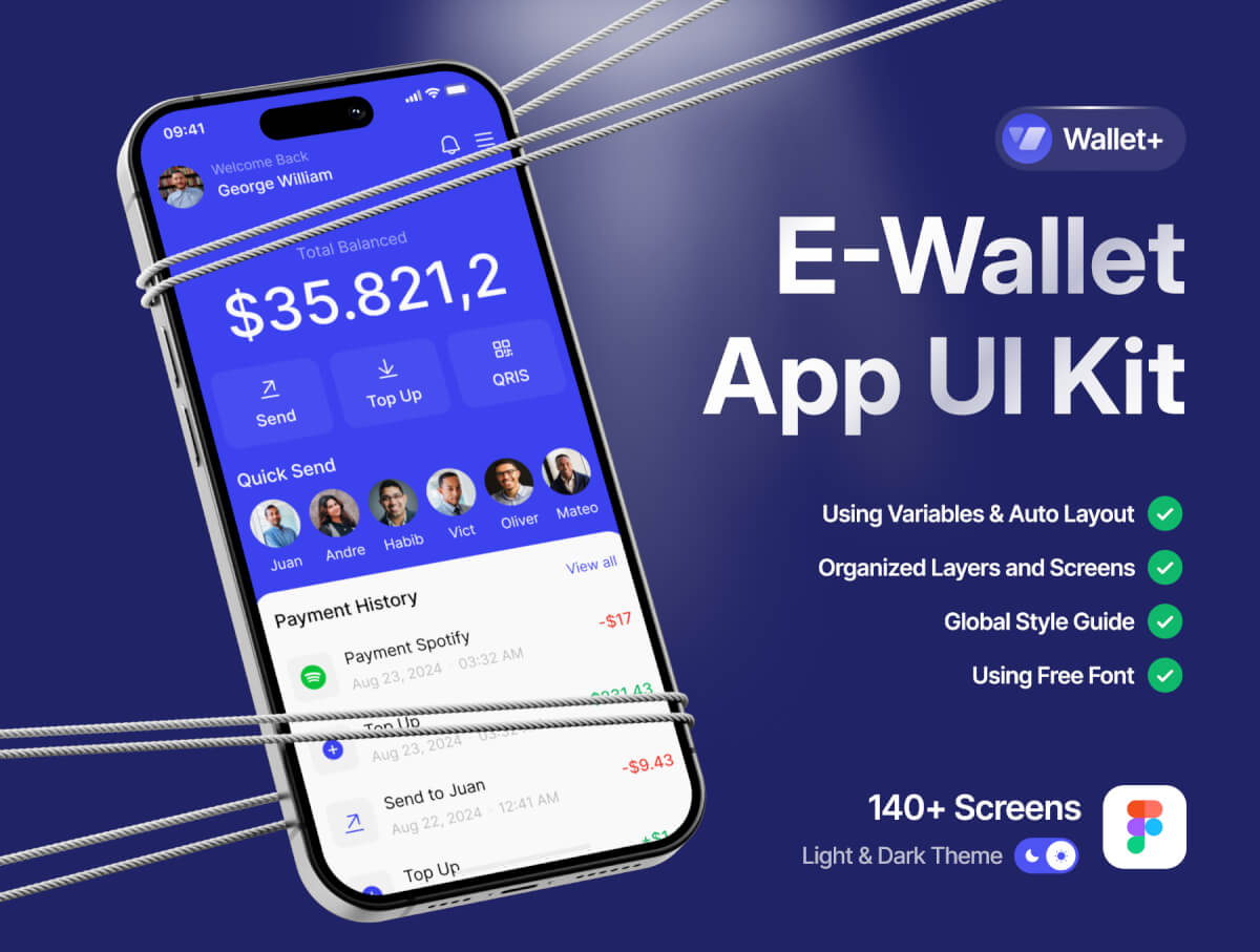 Wallet+ - 电子钱包应用程序 UI 套件