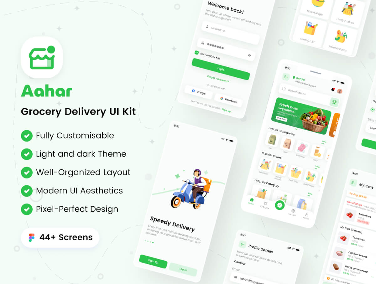 Aahar – 杂货配送 UI 套件