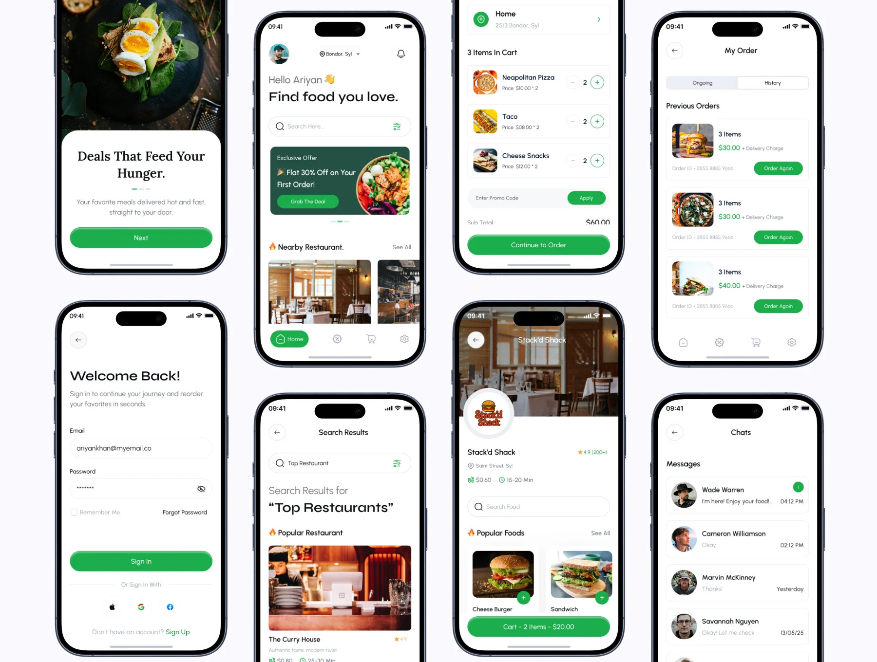 Cravio - 食品配送应用程序 UI 套件