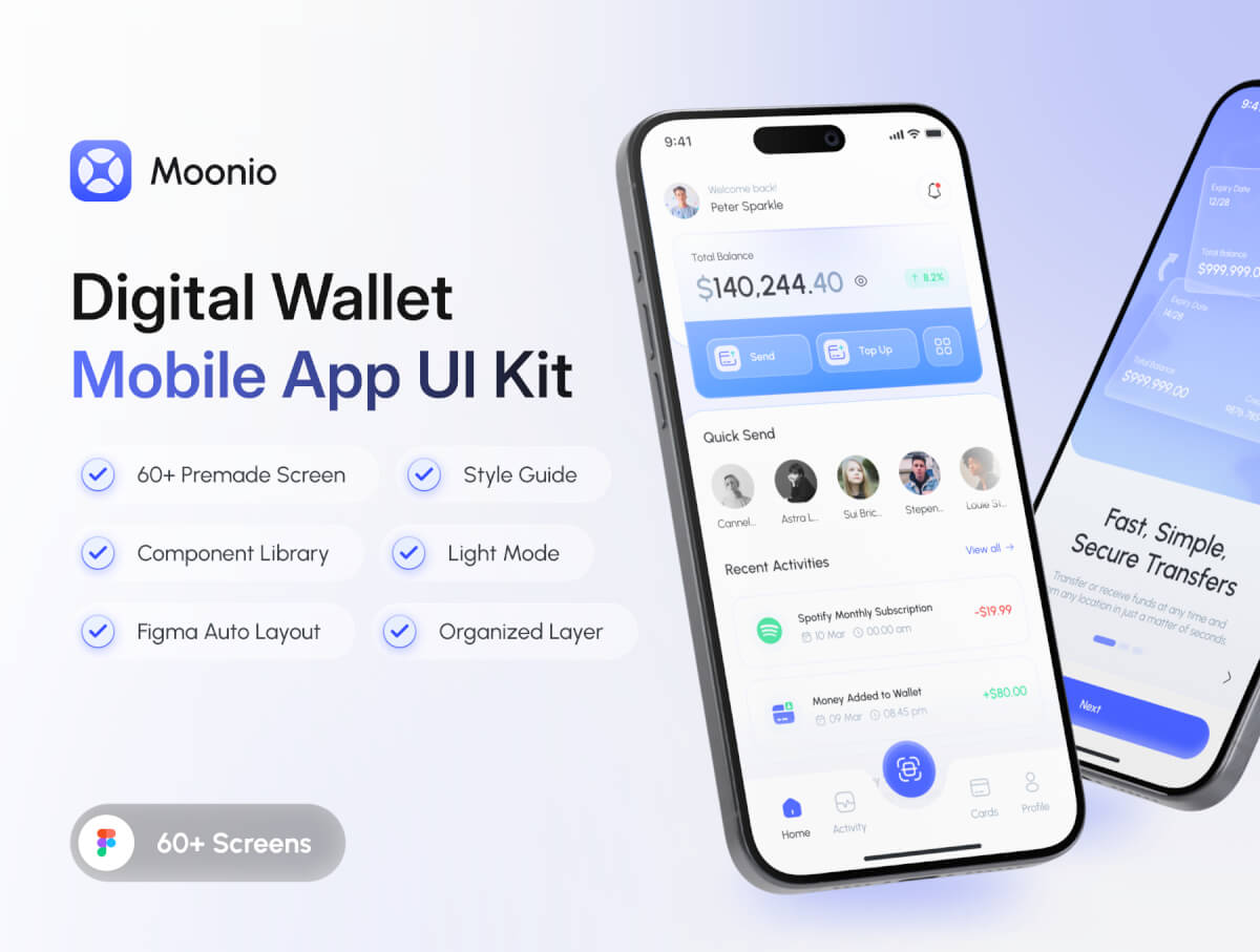 Moonio - 数字钱包移动应用 UI 套件