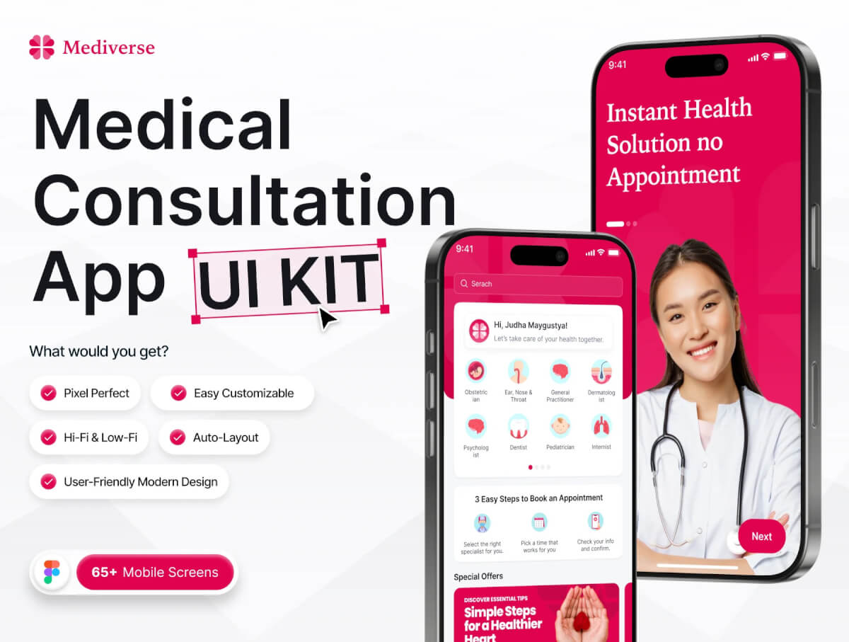 Mediverse – 医疗咨询应用程序 UI 套件