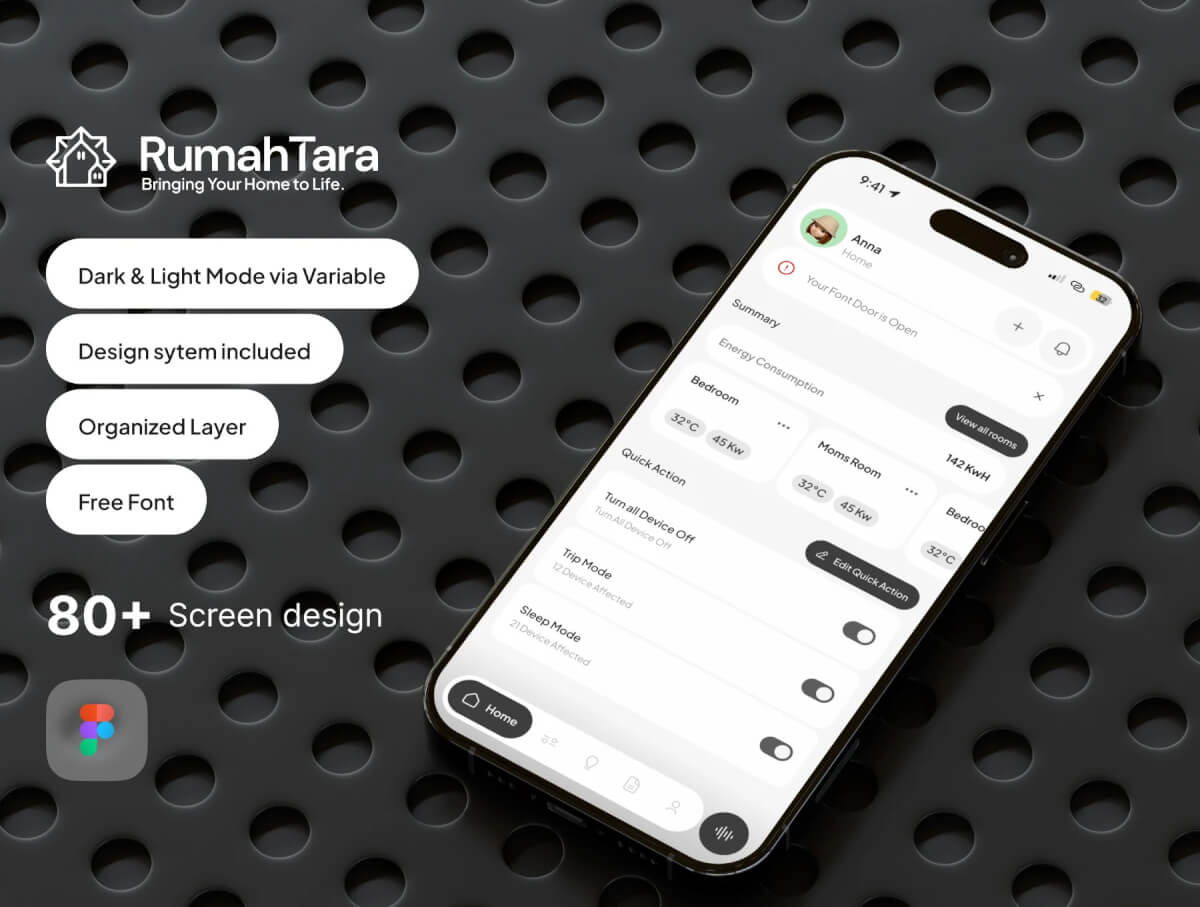 Rumahtara - 智能家居应用 App UI 套件