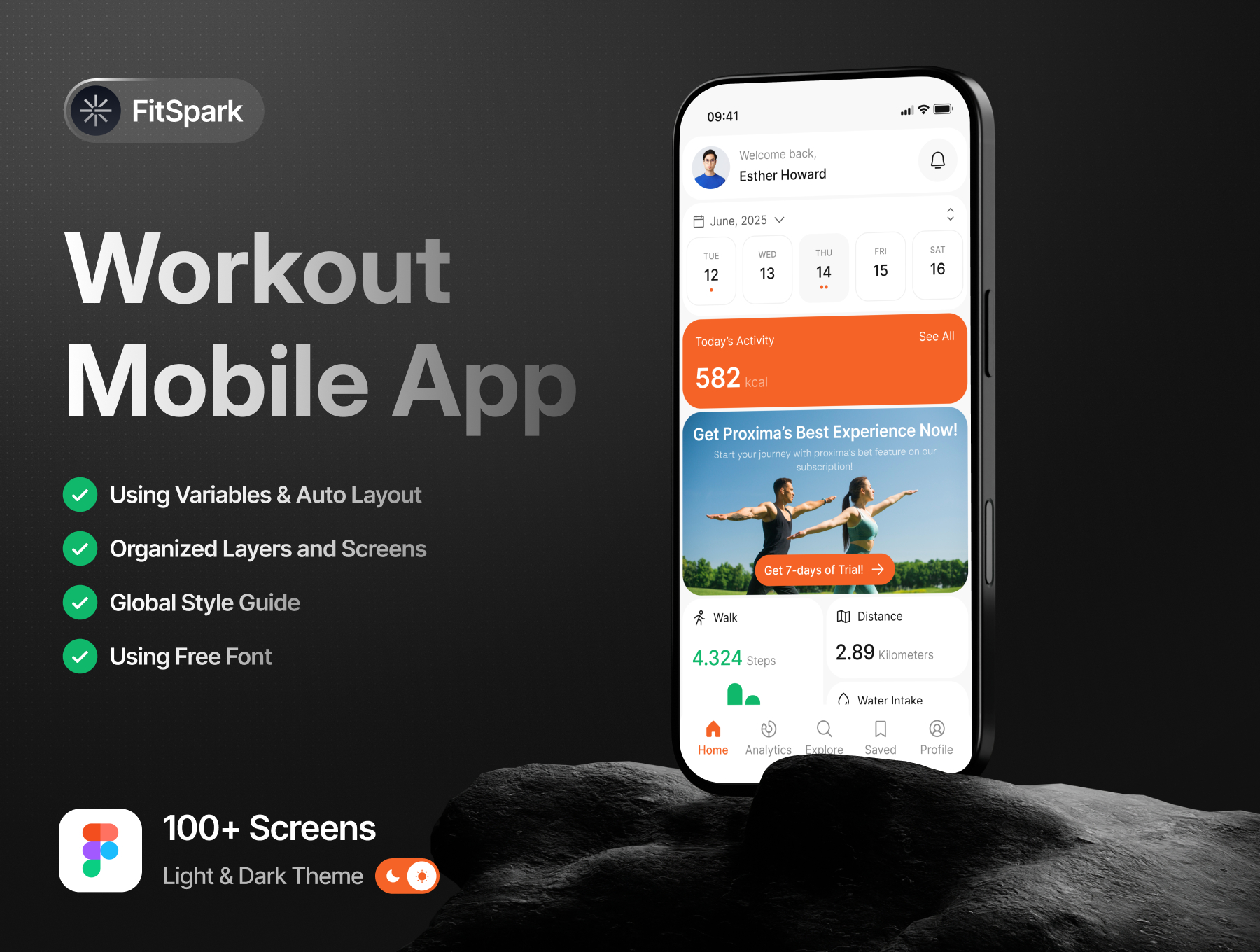 FitSpark - 锻炼移动应用程序 UI 套