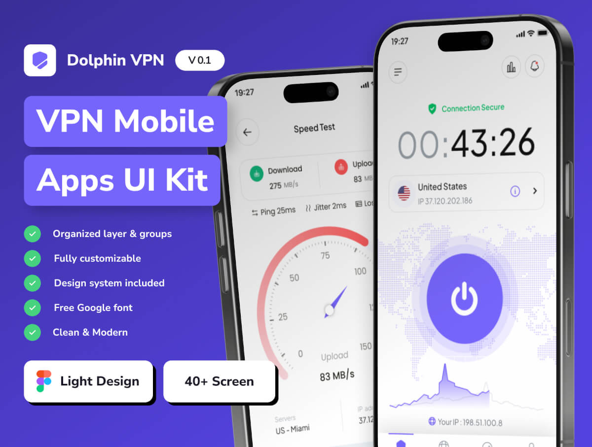 Dolphin VPN - VPN Mobile 移动应用 UI 套件