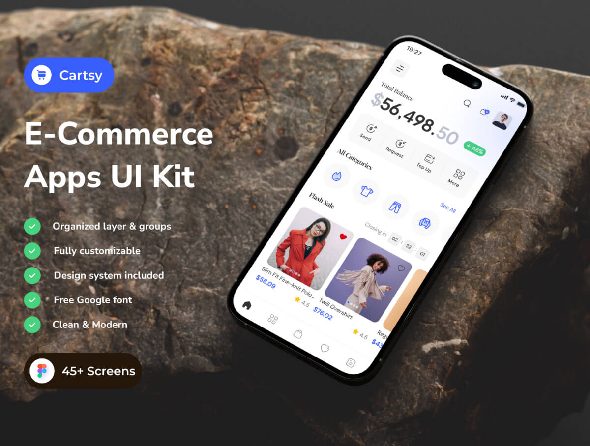 Cartsy - 电子商务商店应用程序 IOS UI 套件