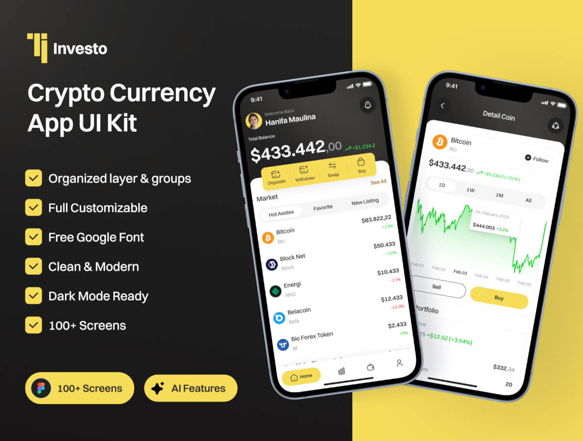 Investo - 加密货币应用程序 UI 套件
