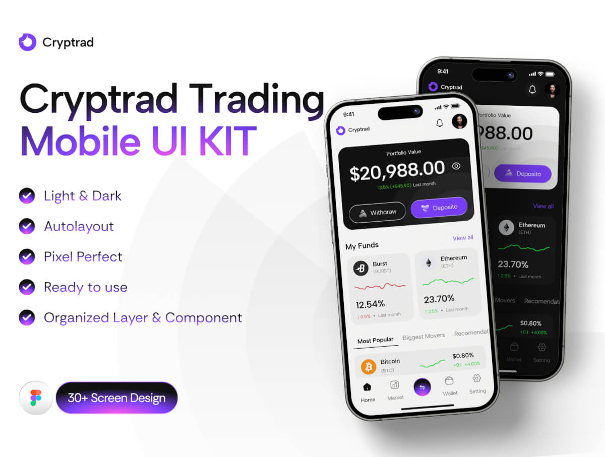 Cryptrad – 交易移动 UI 套件