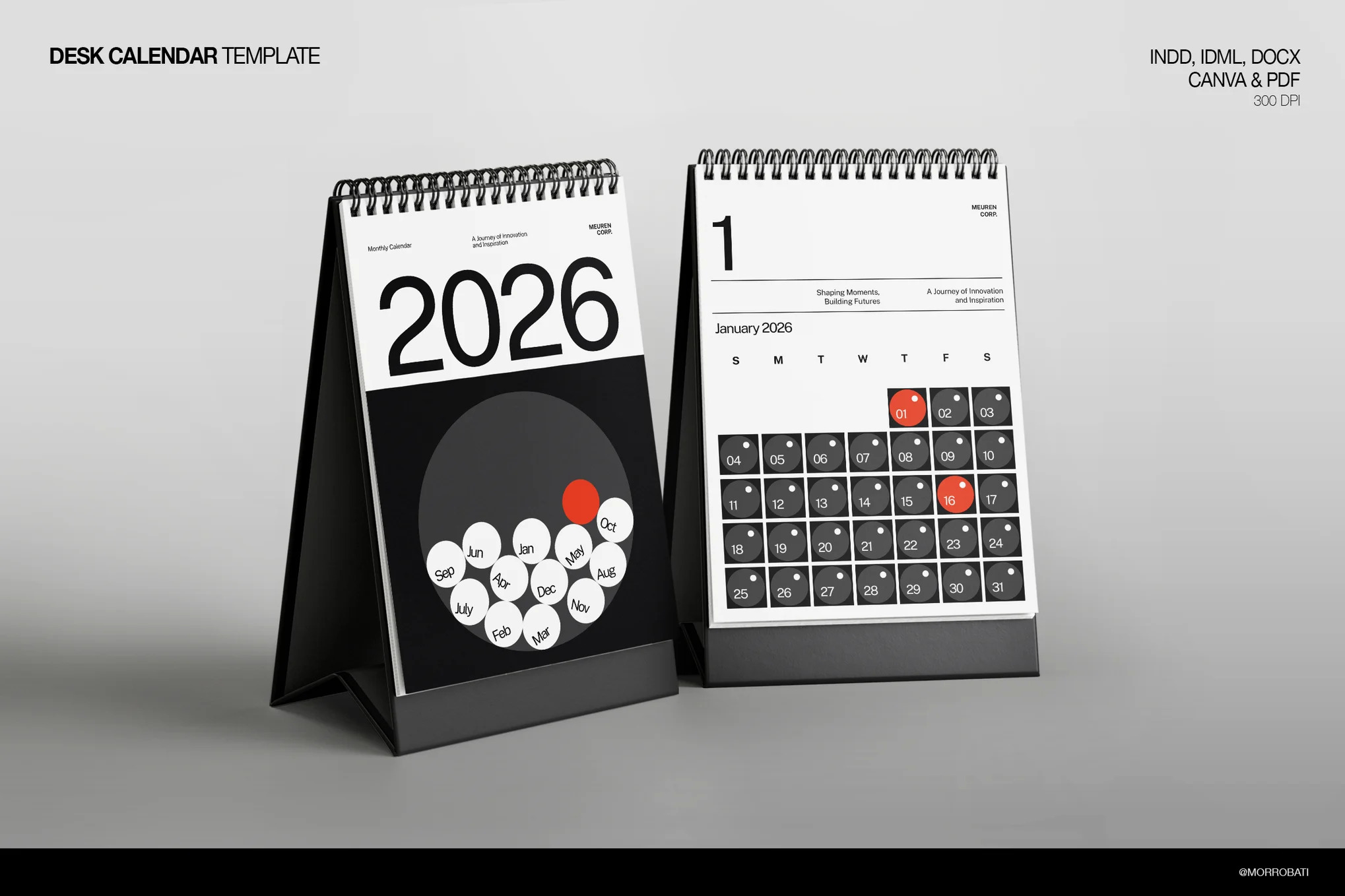 现代黑白日历 2026