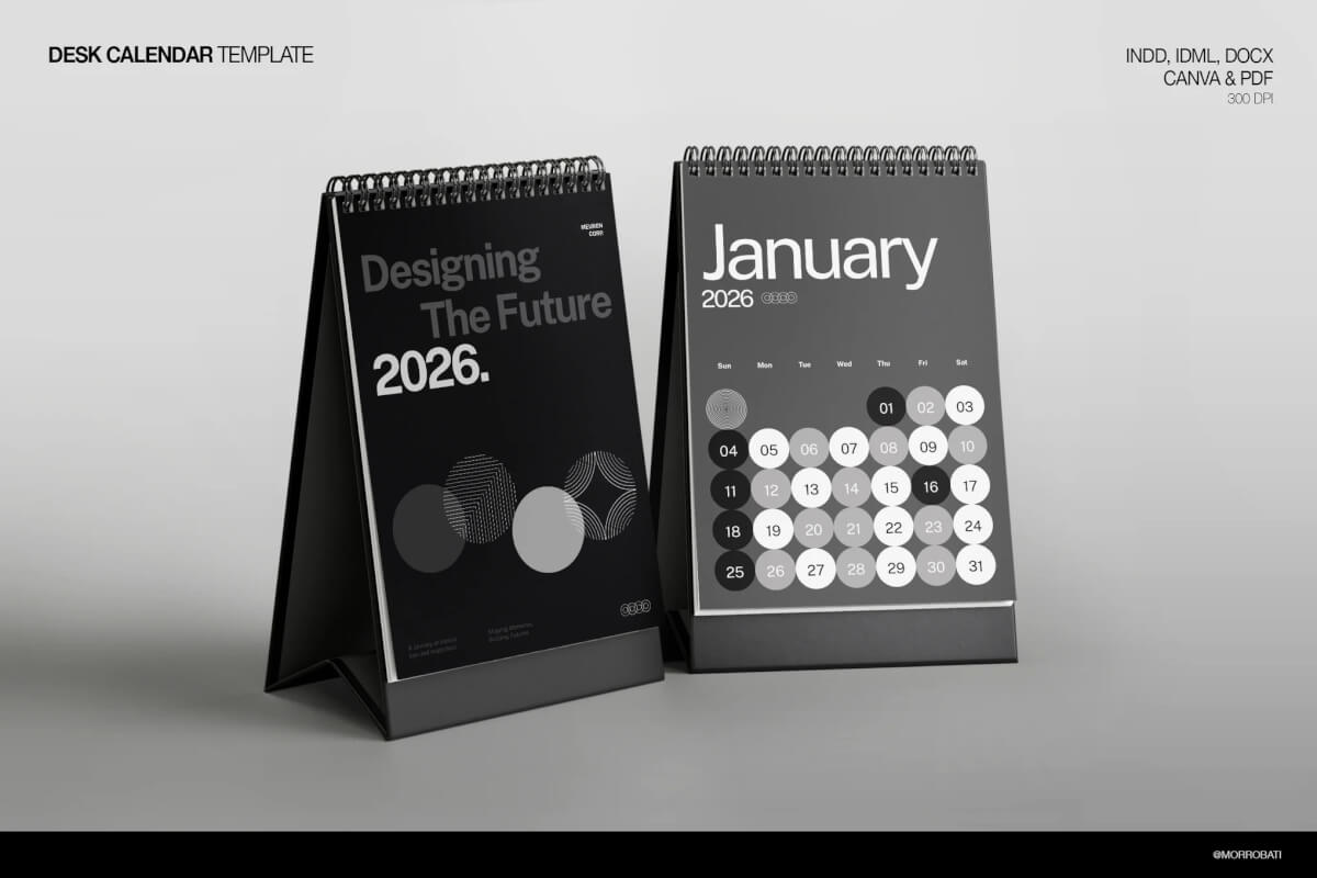 2026年现代黑色未来主义日历