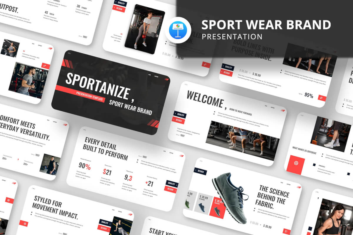 运动服装品牌的主题演讲 Keynote 模板
