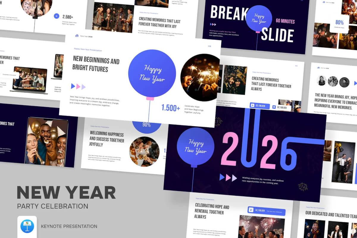 新年庆祝活动主题演讲 Keynote 模板